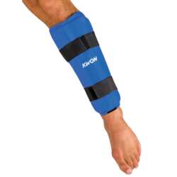 KWON Blå benbeskytter m. velcro. Passer på fodbeskytter