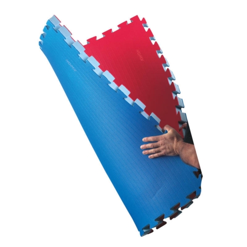 Vendbar tatami-måtte til Judo, Ju-jutsu og aikido - 4 cm - Blå/Rød