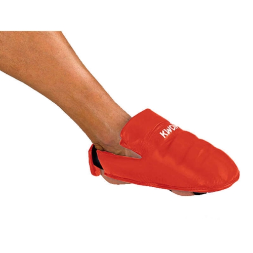 KWON Rød Karate fodbeskytter m. velcro. Passer på benbeskytter - WUKF-godkendt