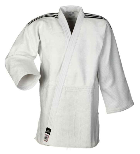 Adidas "CHAMPION III IJF - Slim-Fit" - Judo Gi - 750g - Hvid m. sorte striber