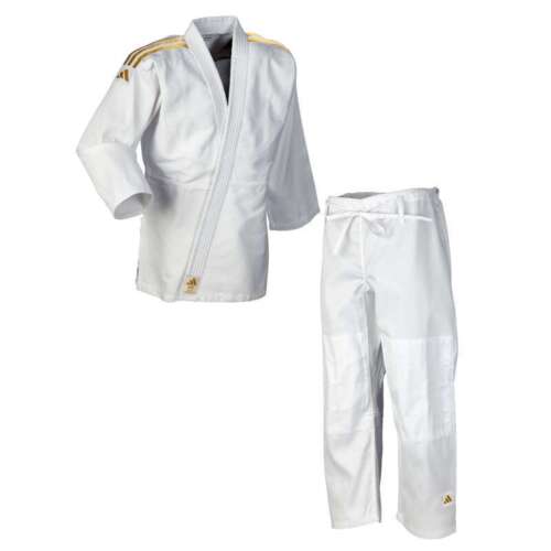 Adidas "CLUB" Judo Gi - 350g - Hvid m. guld striber