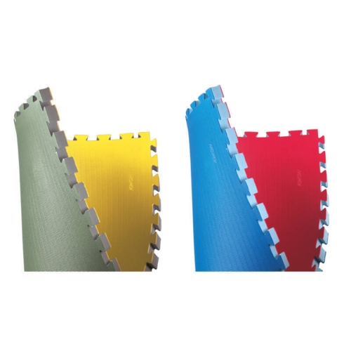 Vendbar tatami-måtte til Judo, Ju-jutsu og aikido - 4 cm - Grøn/Gul