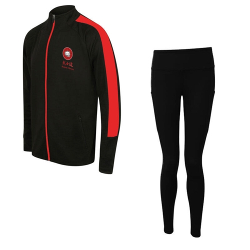 Bushido Karate klubjakke og Tights - Sort/rød