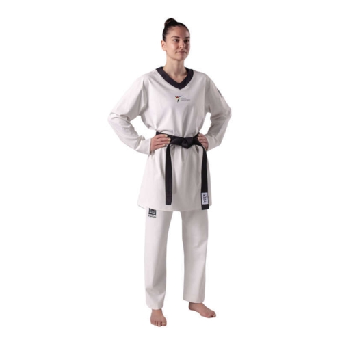KWON "SLIM-FIT" Taekwondo dobok - Sort krave - WT-godkendt