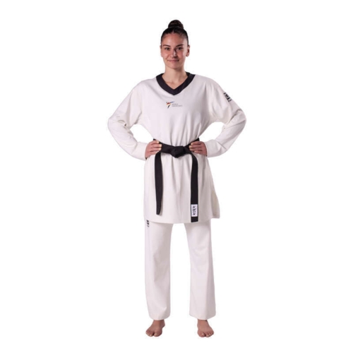 KWON "SLIM-FIT" Taekwondo dobok - Sort krave - WT-godkendt