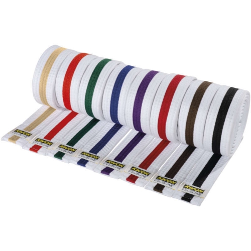 Bind-let Monbælte / juniorbælte 4 cm - Hvid med farvet streg - Soft Poly/bomuld