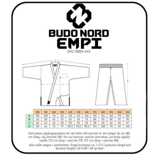 Budo-Nord EMPI Begynder Karate gi - 7 oz