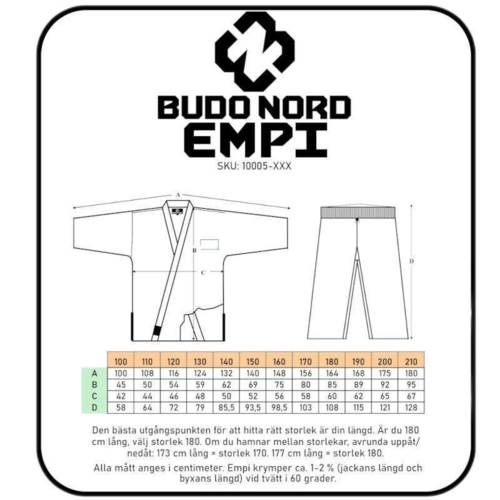 Budo-Nord EMPI Begynder Karate gi - 7 oz