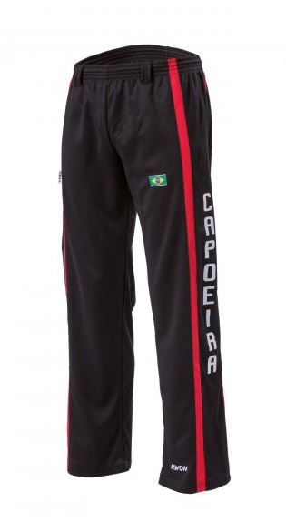 Capoeira byxa - Svart med röd rand och &quot;Capoeira&quot; på sidan